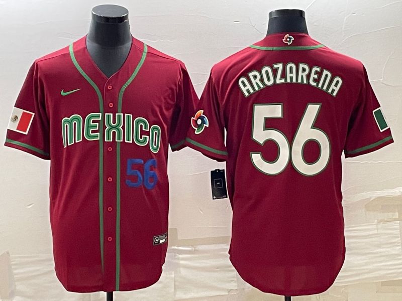 Men 2023 World Cub Mexico #56 Arozarena Red Nike MLB Jersey8